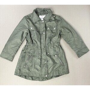Urban Republic Jacket Girls Small Olive Utility Anorak Parka Zip Snap Pockets